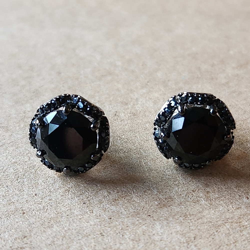 Vintage Black Spinel Earrings